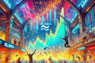 traders reacting to the soaring and crashing price of $LIBRA following a presidential endorsement in Argentina.