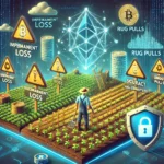 illustration representing the risks of yield farming in cryptocurrency.