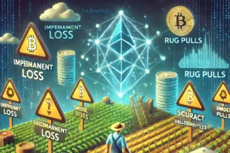 illustration representing the risks of yield farming in cryptocurrency.