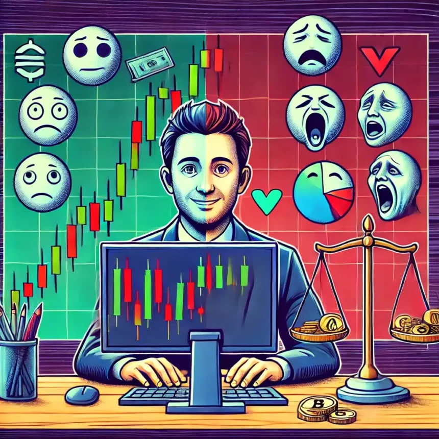 An illustration depicting trading psychology and emotional management in cryptocurrency trading.